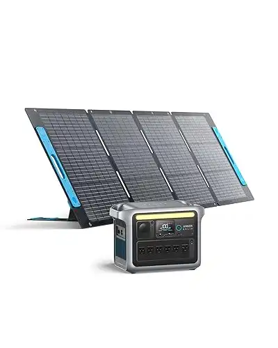 Anker SOLIX C1000 Portable Power Station with 200W Solar Panel, 1800W Solar Generator, 1056wh LFP (LiFePO4) Battery, 6 AC Outlets, Up to 2400W for Home, Power Outages, and Outdoor Camping