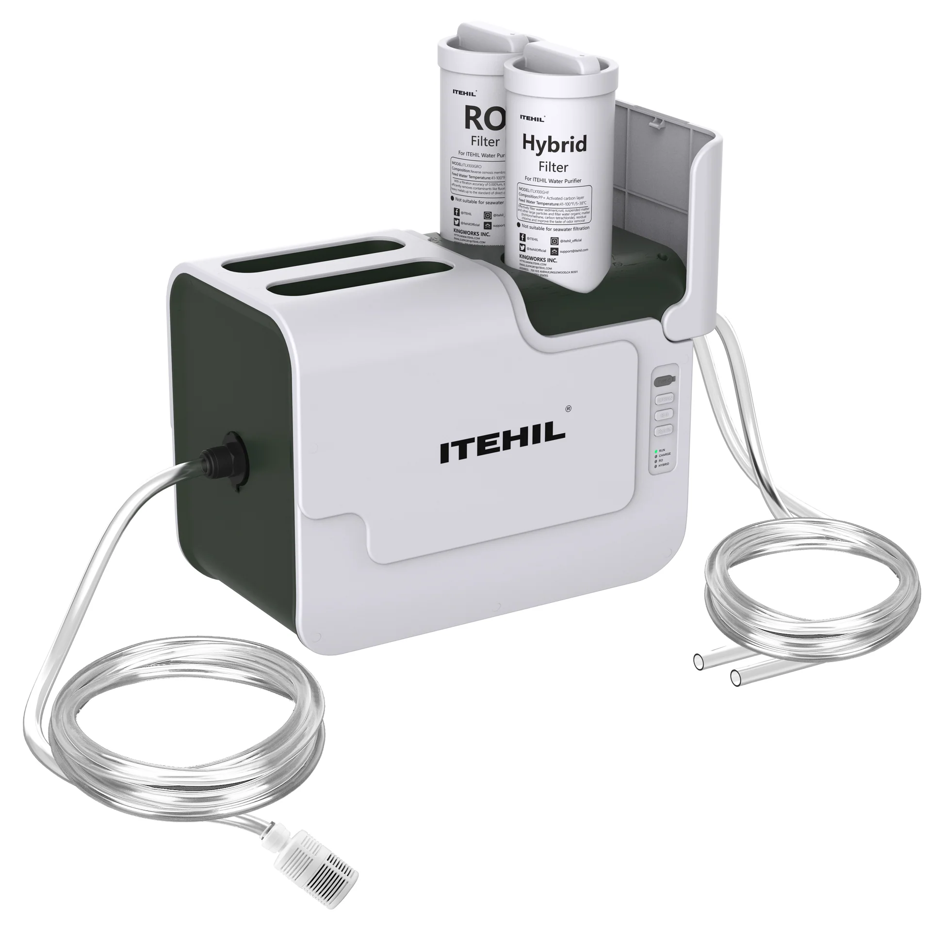 ITEHIL Portable Self Pump Water Filter System, Activated Carbon & Reverse Osmosis Membranes Water