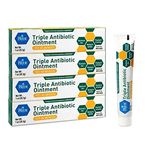 MED PRIDE Triple Antibiotic Ointment [1 oz] 4-Pack | 24-Hour, First Aid Ointment for Minor Wounds, Scratches & Abrasions | Preventative Ointment with Zinc, Neomycin & Polymyxin