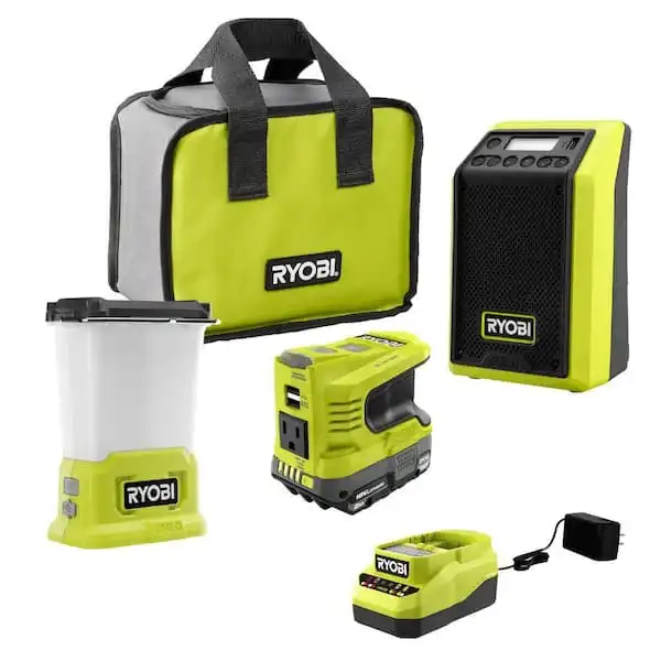 RYOBI ONE+ 18V Cordless 3-Tool Storm Combo Kit with Radio, Area Light, Power Inverter, 2.0 Ah Battery, and Charger PCL1307K1 - The Home Depot