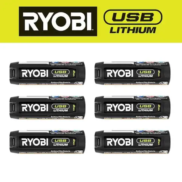 RYOBI USB Lithium 2.0 Ah Rechargeable Batteries (6-Pack)