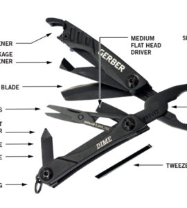 Gerber Gear Dime 12-in-1 Mini Multi-tool - Needle Nose Pliers, Pocket Knife, Keychain, Bottle Opener