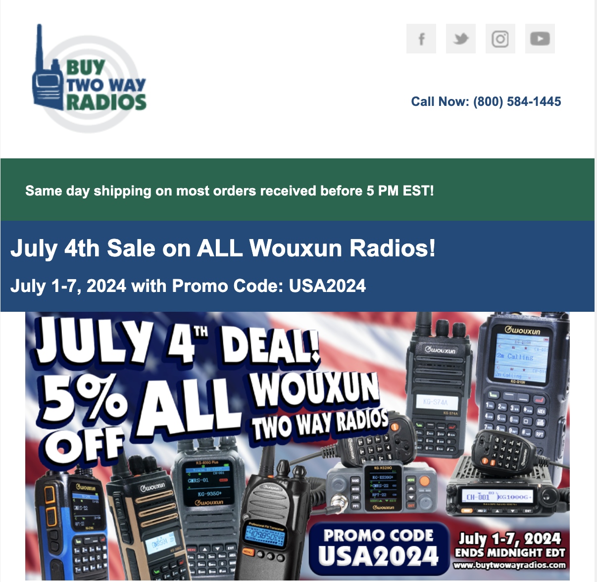 5% off ALL Wouxun Two Way Radios